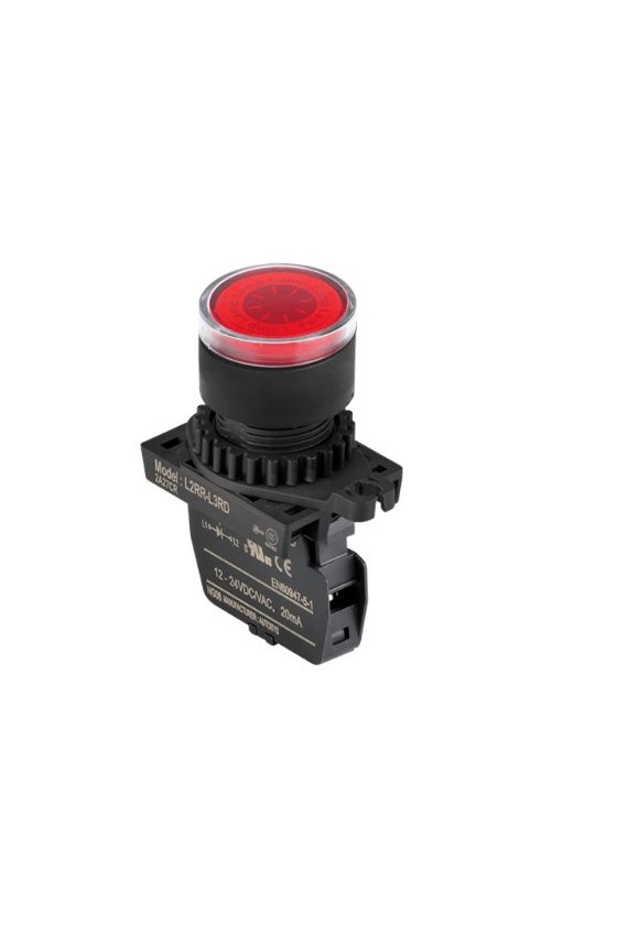 L2RR-L3RD Lampara piloto tipo redondo 22/25mm LED rojo de alimentacion 12-24VCC /CAindividual y proteccion IP52