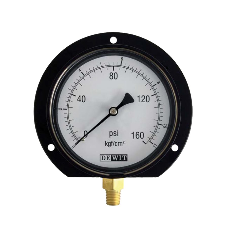231/115/4  Caja aluminio negro  carátula 4.5"  conexión inf. bronce 1/4" NPT 0-56psi