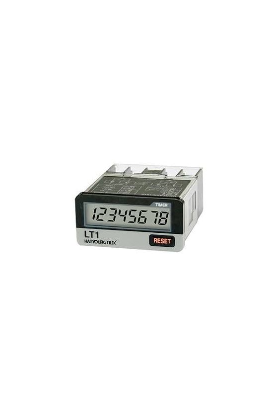 LT1F Horómetro con voltaje 24-240vca  /  6-24vcd  8 dígitos LCD  48x24mm con reset frontal o remoto programable