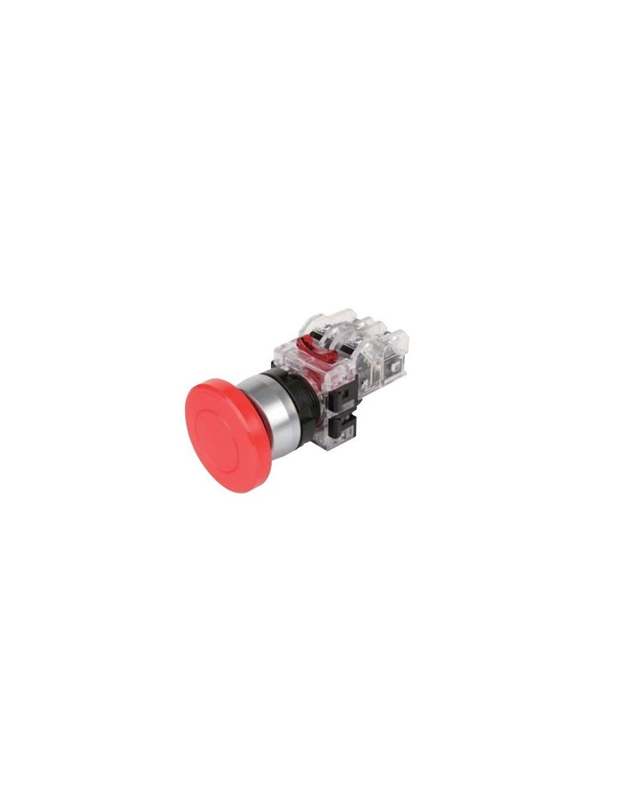 MRERM1G Botón de hongo emergencia momentáneo verde  en aluminio 22mm 1NA+1NC