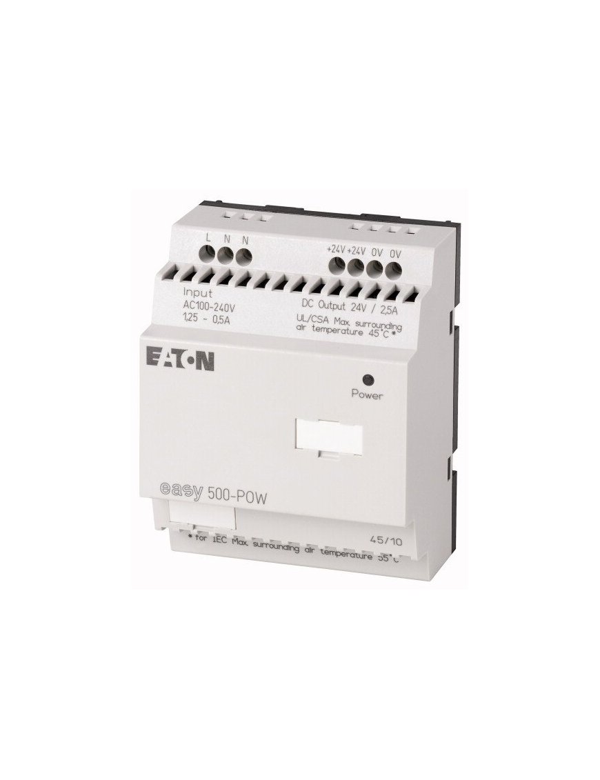 110941 Unidad de fuente de alimentación de modo conmutado, 100-240VAC / 24VDC, 2.5A, monofásica, controlada - EASY500-POW