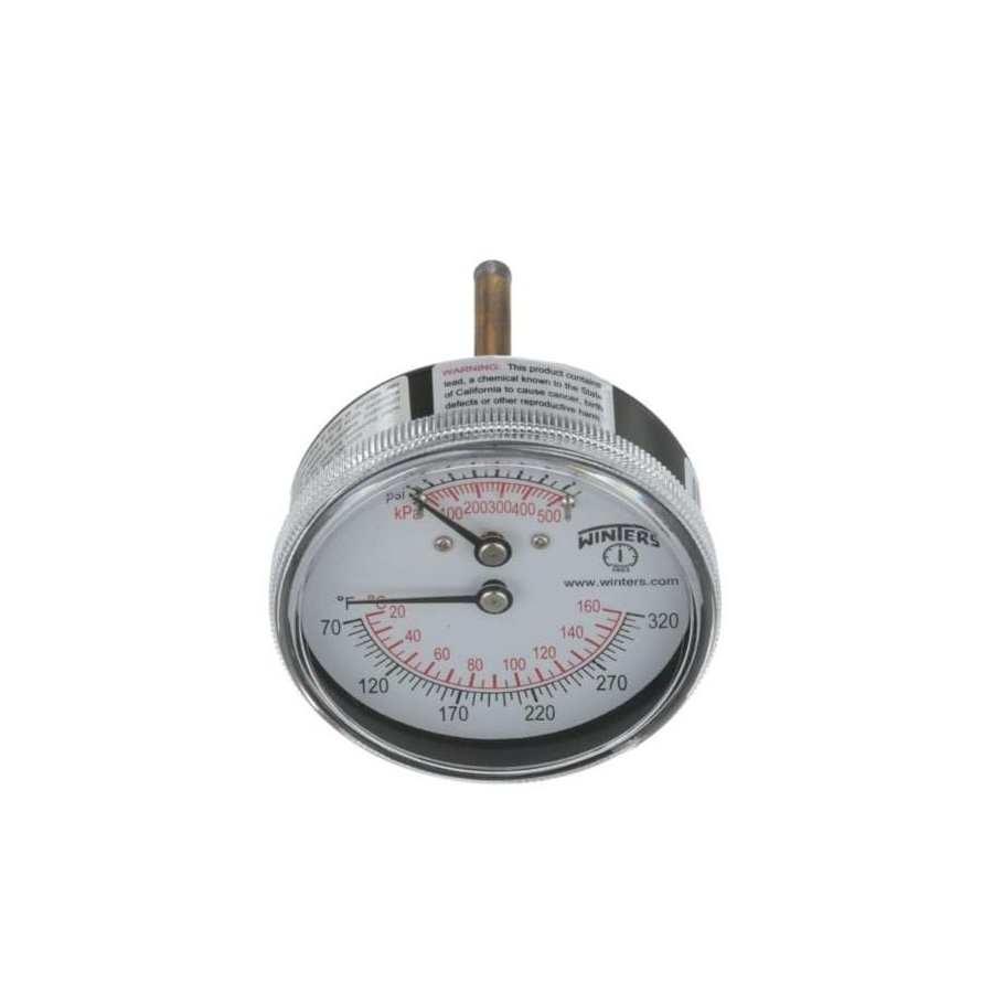 Mencionar Guante sobresalir TTD404 termómetro tridictador, caratula 2.5", vástago corto, conexión  posterior, presión 0-75 psi doble escala, rango 20°-160° c