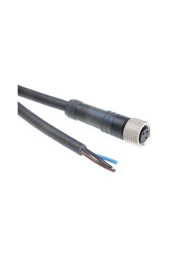 ZA08FAF03ST20CB25LC cable recto hembra 3pins conector m8 2mts largo negro