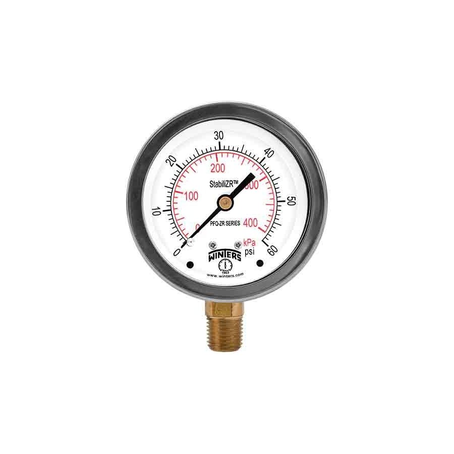 PFQ725ZRR1R3 Manómetro caratula de 4" conexión inferior de 1/4" NTP rango de 0/1,500 psi sin glicerina