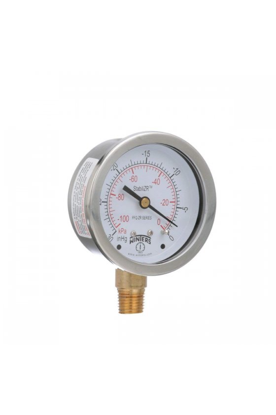 PFQ725ZRR1R3 Manómetro caratula de 4" conexión inferior de 1/4" NTP rango de 0/1,500 psi sin glicerina