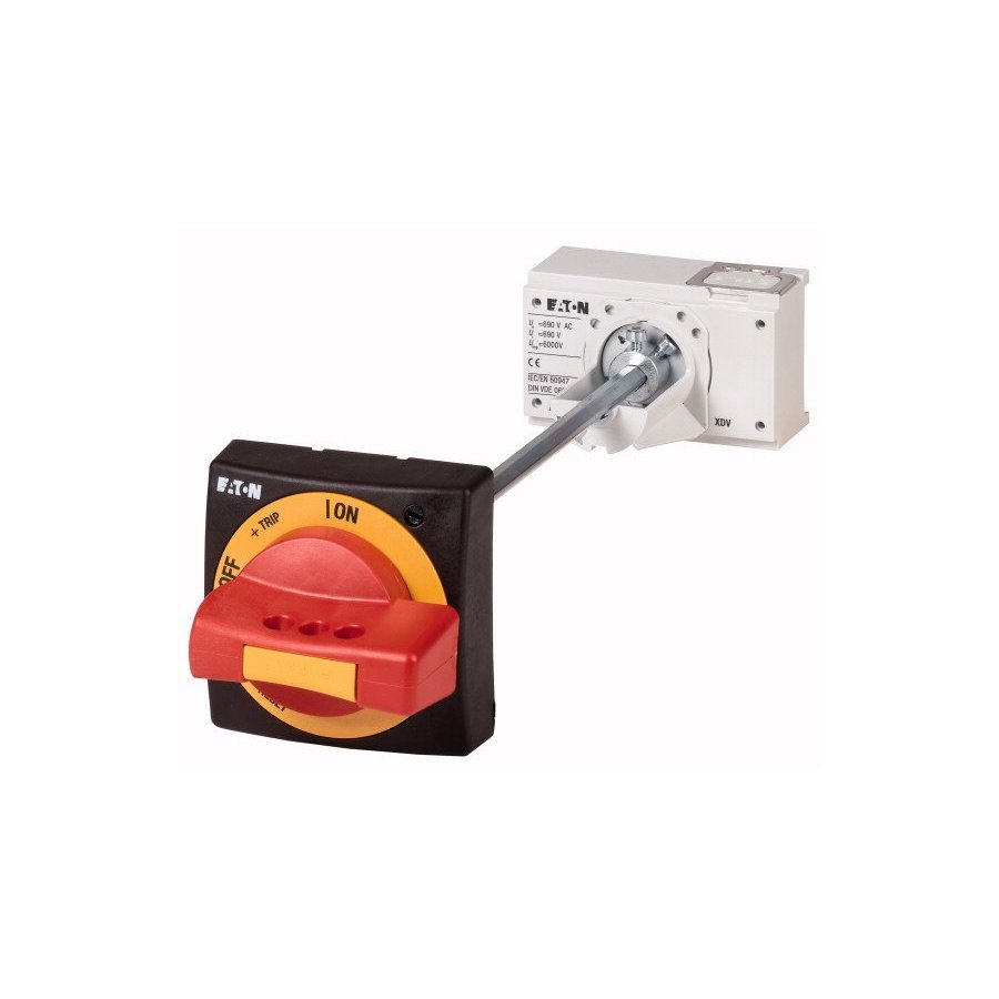 260180 NZM2-XTVDVR Manija giratoria de acoplamiento de puerta, rojo-amarillo para apagado de emergencia, tamaño 2